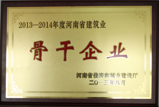 乐动(中国)官方荣获2013-2014年度河南省建筑业骨干企业